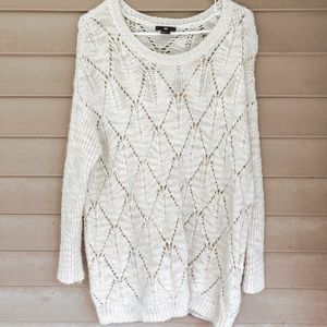 H&M M Medium Oversized Cream Holiday Chunky Knit Sweater
